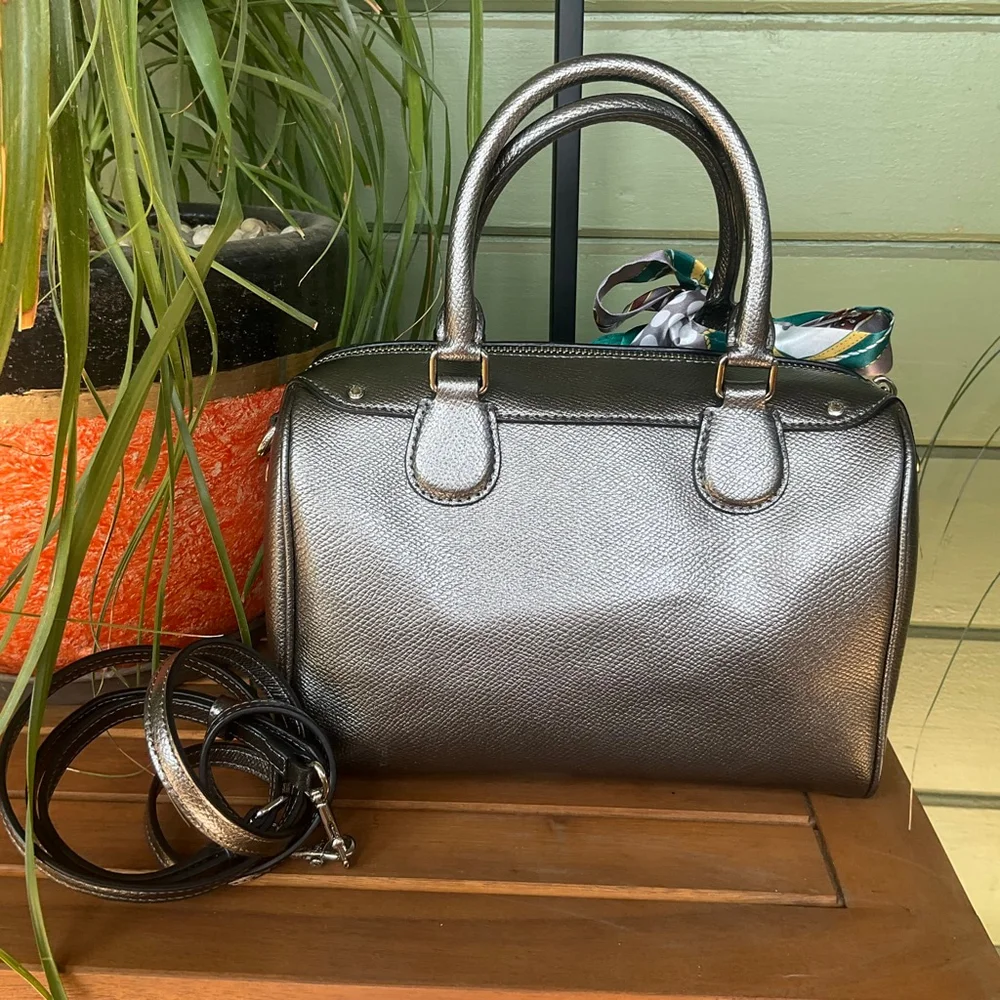 Coach Metallic Gray Boston Style Satchel Doctor Bag F56125 EUC - Picture 4 of 15